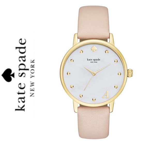 kate spade Accessories - NWT Kate Spade Metro monogram watch blush gold